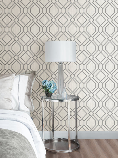 Advantage Frege Grey Trellis Wallpaper, 20.9-in by 33-ft