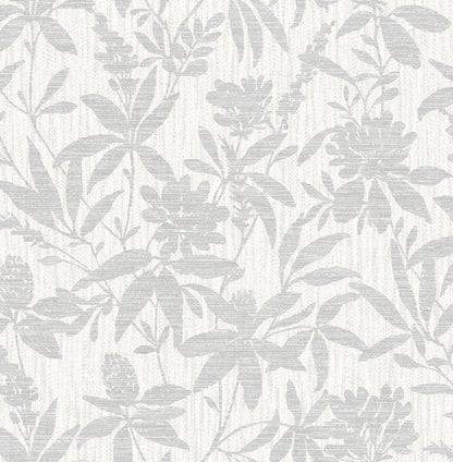 Advantage Riemann Silver Floral Wallpaper, 20.9-in by 33-ft