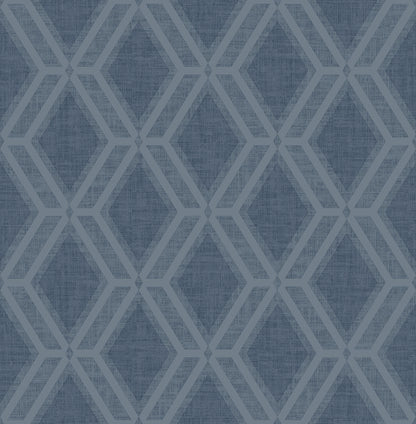 Advantage Mersenne Indigo Geometric Wallpaper, 20.9-in by 33-ft