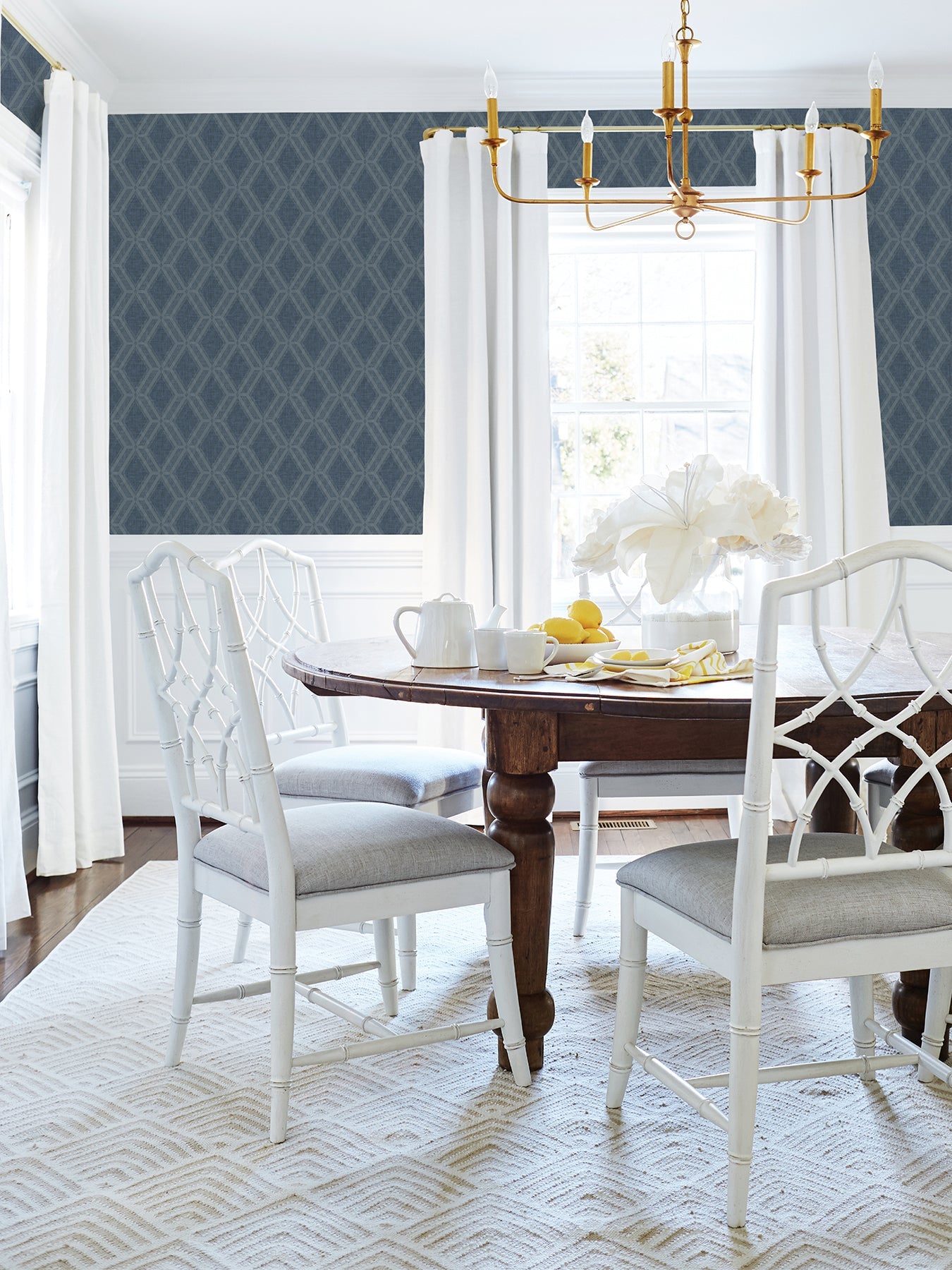 Advantage Mersenne Indigo Geometric Wallpaper, 20.9-in by 33-ft