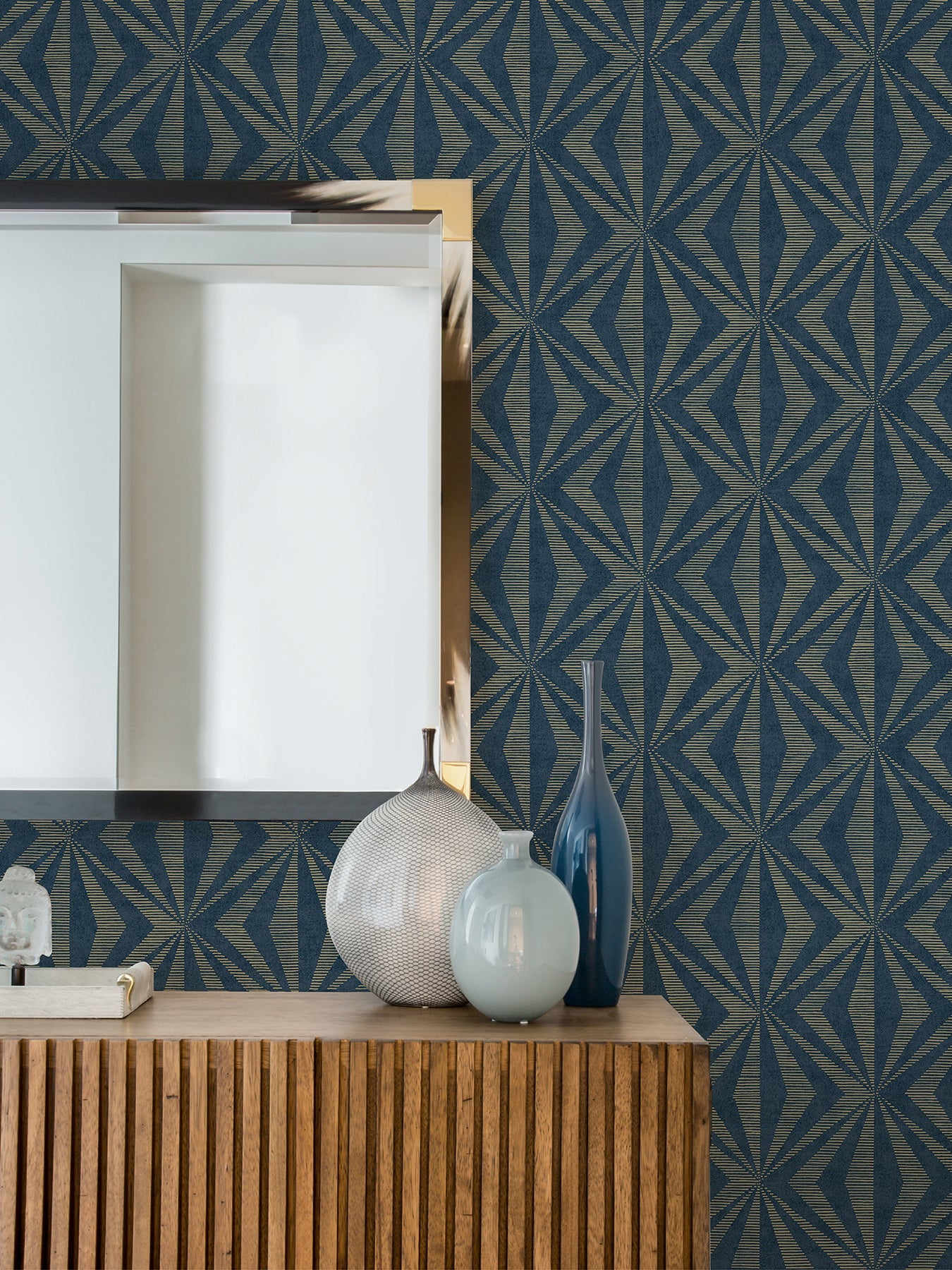 Advantage Monge Blue Geometric Wallpaper, 20.9-in by 33-ft