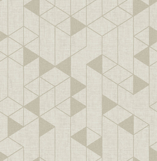 A-Street Prints Fairbank Champagne Linen Geometric Wallpaper, 20.5-in by 33-ft