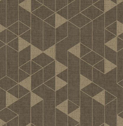 A-Street Prints Fairbank Chocolate Linen Geometric Wallpaper, 20.5-in by 33-ft