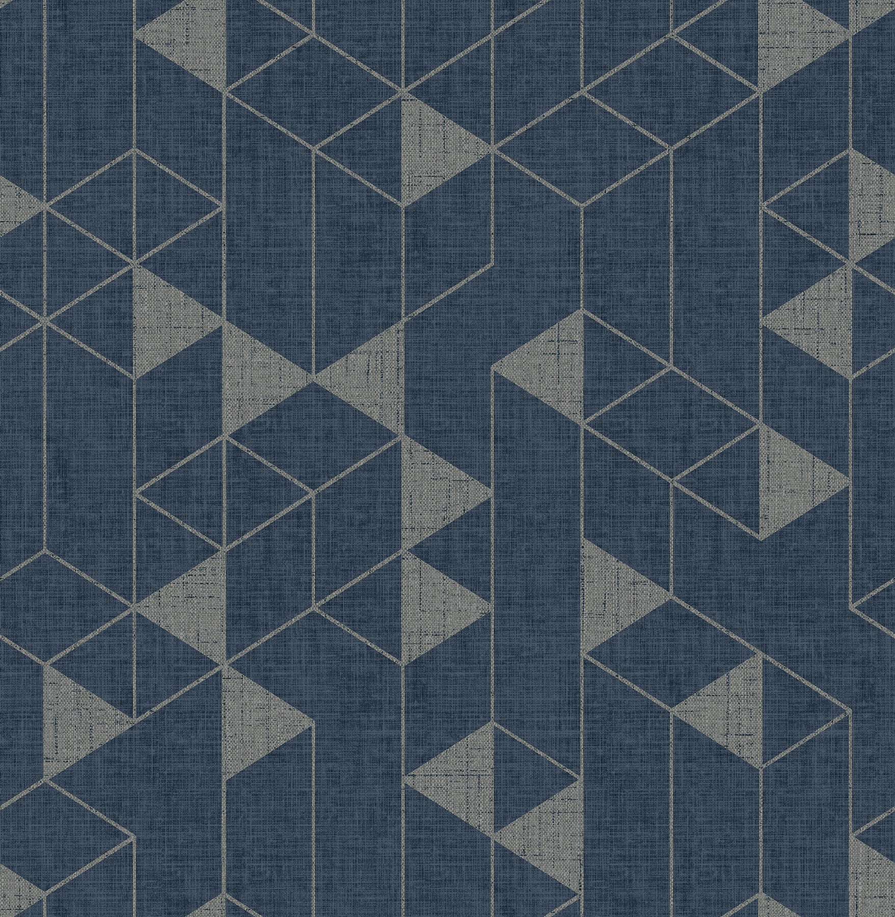 A-Street Prints Fairbank Navy Linen Geometric Wallpaper, 20.5-in by 33-ft