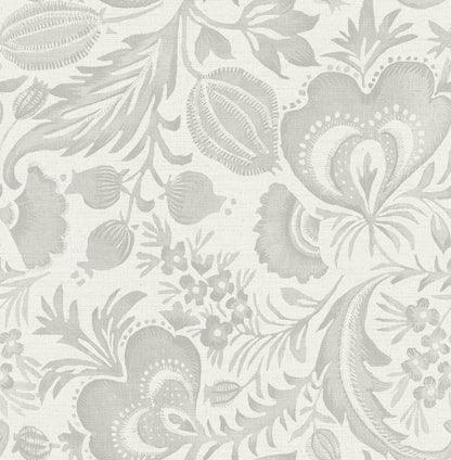 A-Street Prints Culver Grey Jacobean Wallpaper, 20.5-in by 33-ft