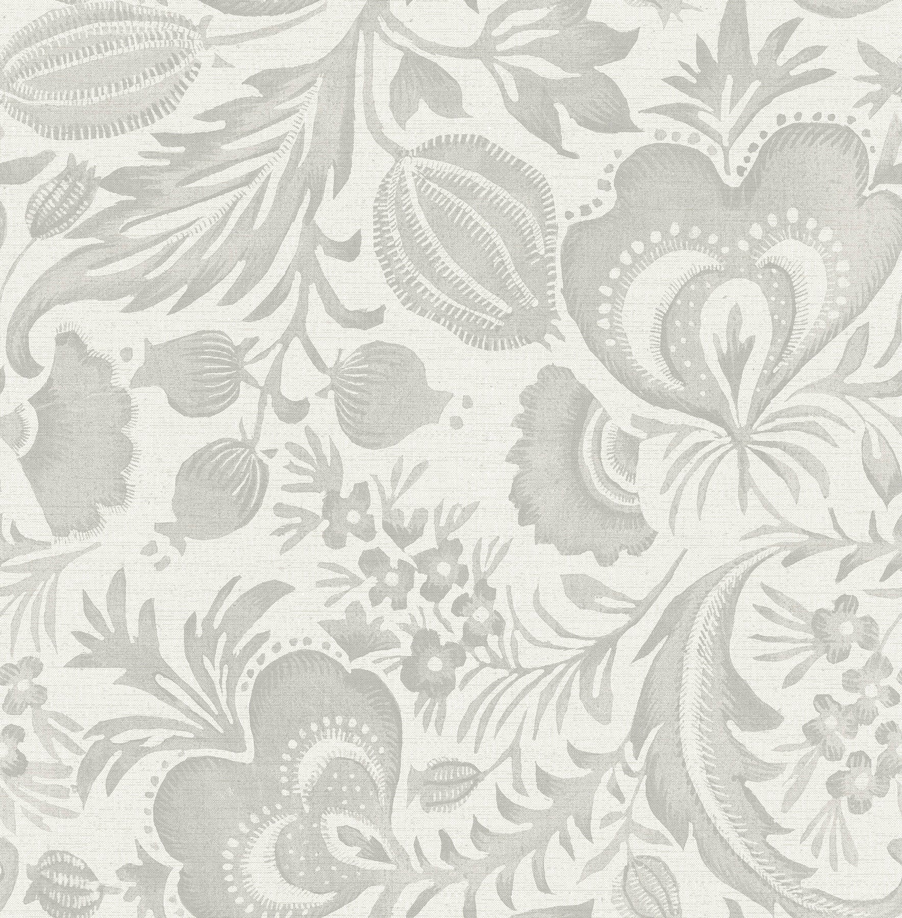 A-Street Prints Culver Grey Jacobean Wallpaper, 20.5-in by 33-ft