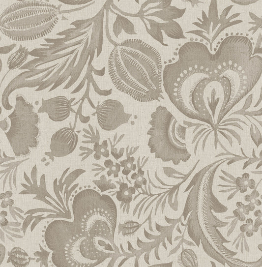 A-Street Prints Culver Light Brown Jacobean Wallpaper, 20.5-in by 33-ft