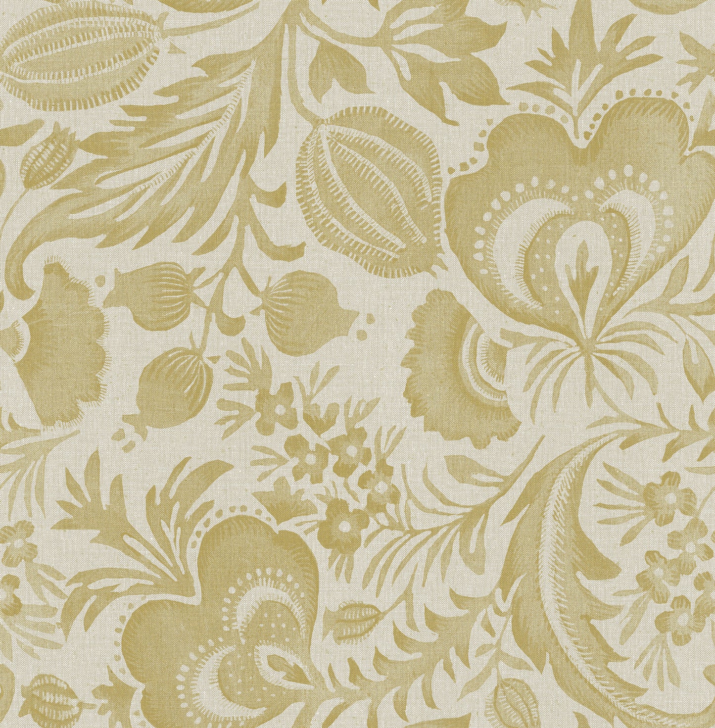 A-Street Prints Culver Mustard Jacobean Wallpaper, 20.5-in by 33-ft