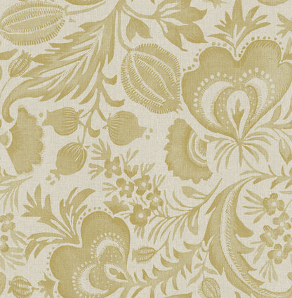 A-Street Prints Culver Mustard Jacobean Wallpaper, 20.5-in by 33-ft