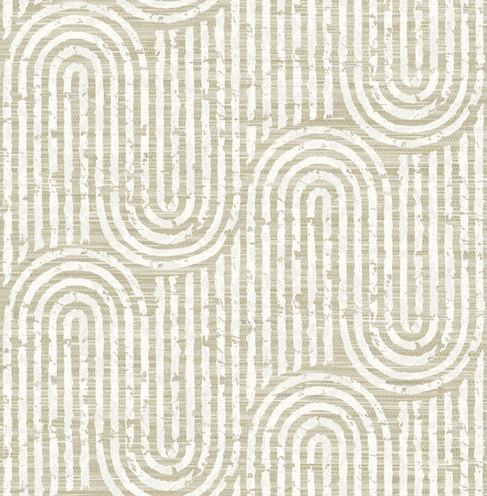 A-Street Prints Trippet Light Brown Zen Waves Wallpaper, 20.5-in by 33-ft