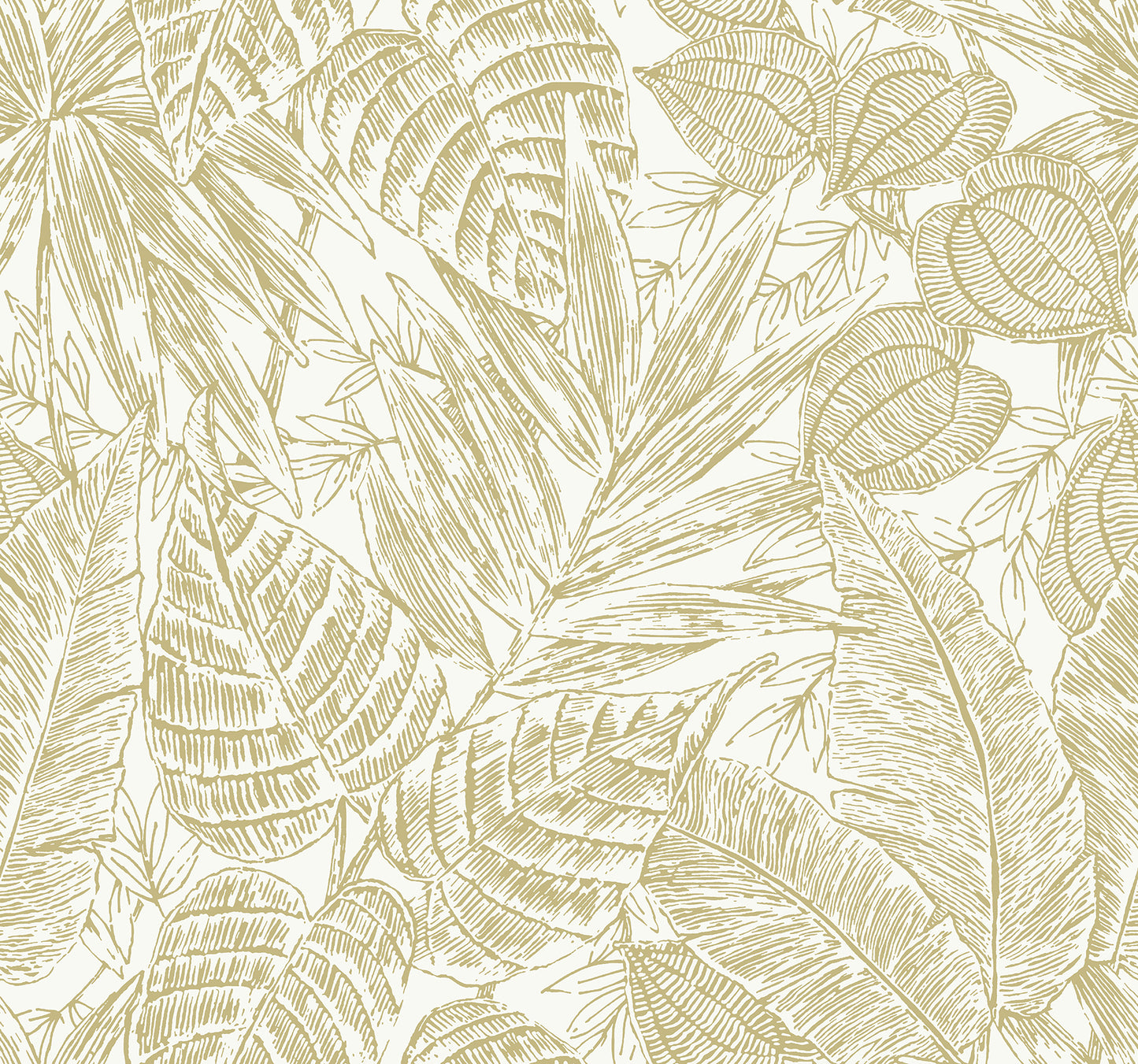 A-Street Prints Brentwood Yellow Palm Leaves Wallpaper, 27-in by 27-ft