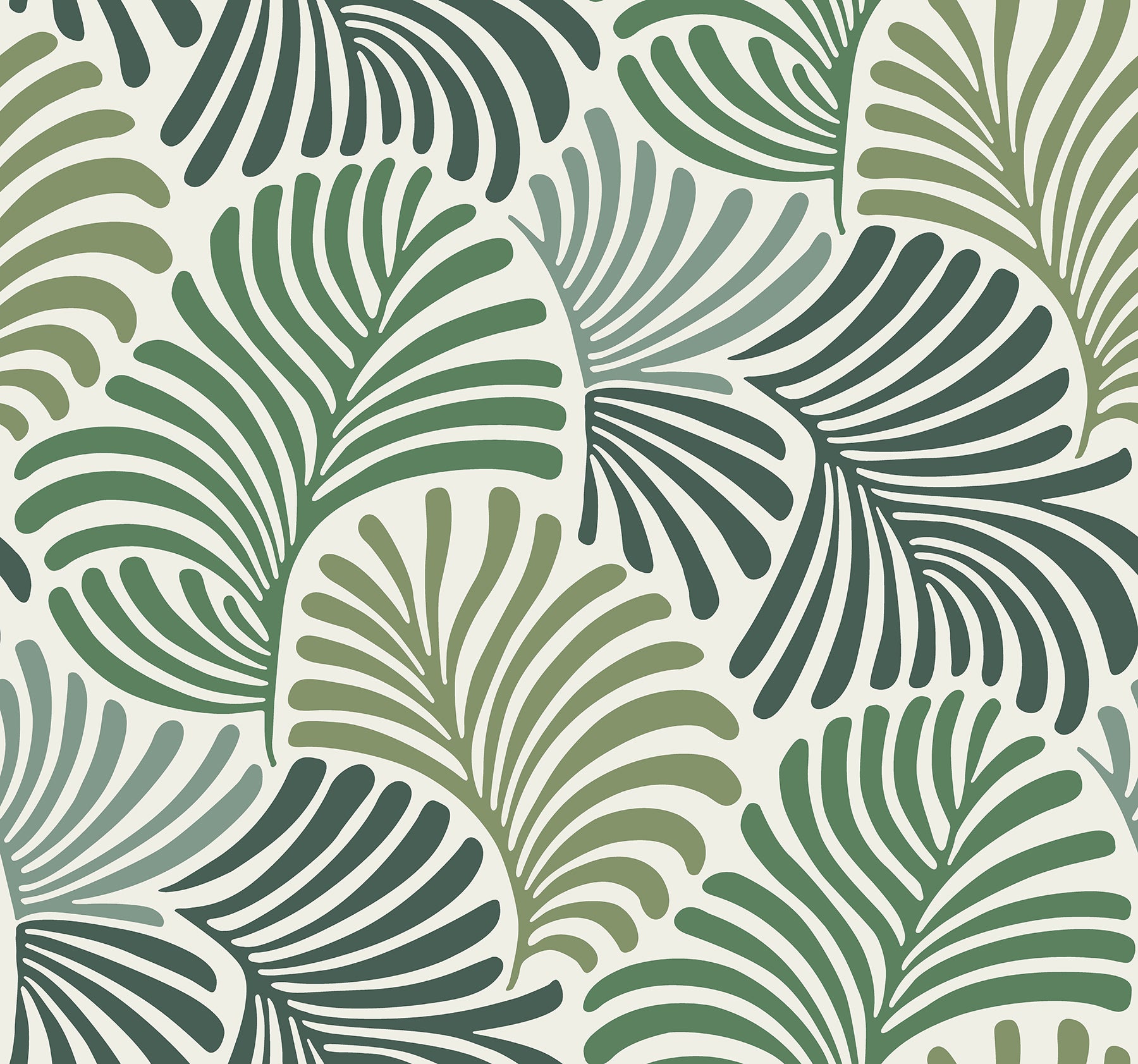 A-Street Prints Trousdale Green Fanning Flora Wallpaper, 27-in by 27-ft