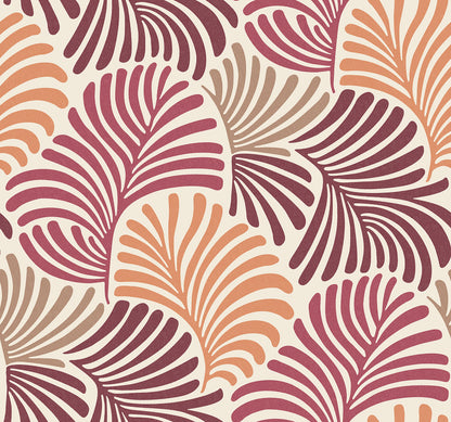 A-Street Prints Trousdale Raspberry Fanning Flora Wallpaper, 27-in by 27-ft