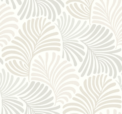 A-Street Prints Trousdale Neutral Fanning Flora Wallpaper, 27-in by 27-ft