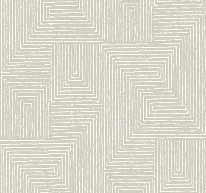 A-Street Prints Mortenson Light Grey Geometric Wallpaper, 27-in by 27-ft