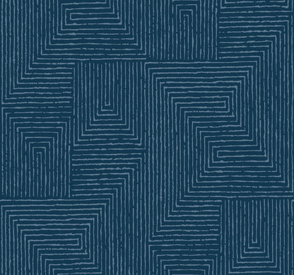 A-Street Prints Mortenson Navy Geometric Wallpaper, 27-in by 27-ft