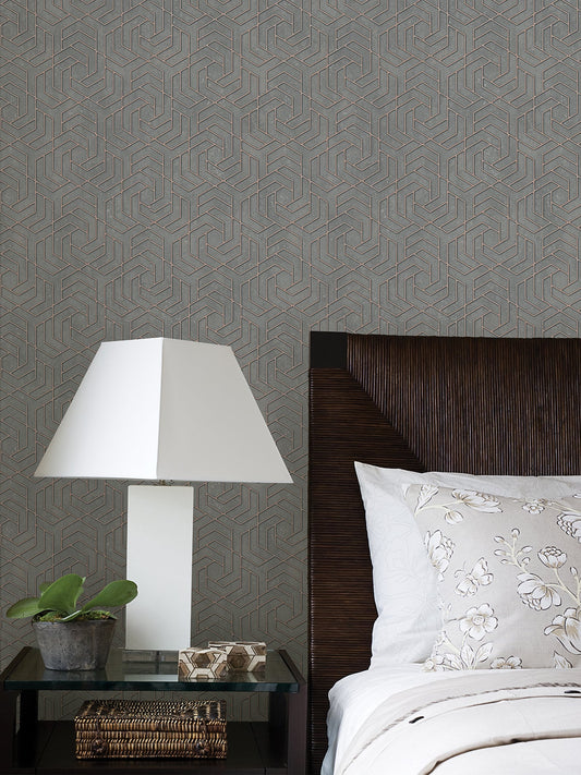 Advantage Tama Charcoal Geometric Wallpaper, 20.9-in by 33-ft