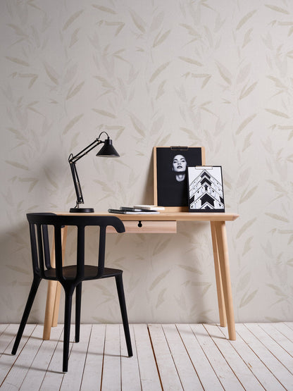 Advantage Kaiya Cream Leaves Wallpaper, 20.9-in by 33-ft