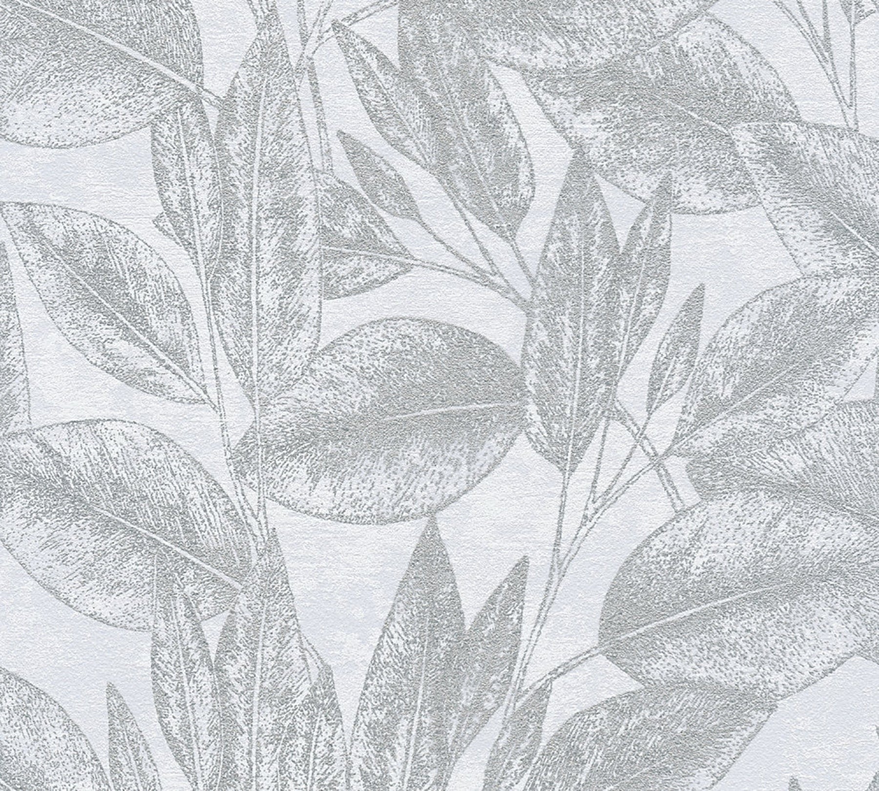 Advantage Suki Silver Leaves Wallpaper, 20.9-in by 33-ft