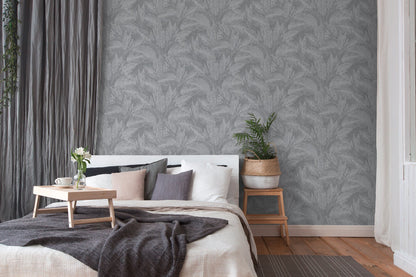 Advantage Suki Grey Leaves Wallpaper, 20.9-in by 33-ft