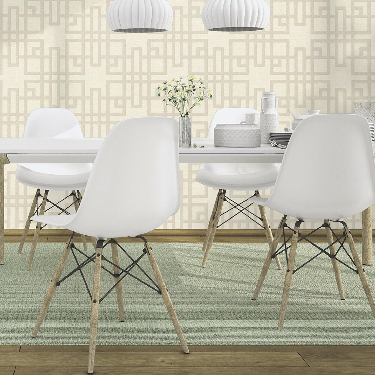 Advantage Mana White Trellis Wallpaper, 20.9-in by 33-ft