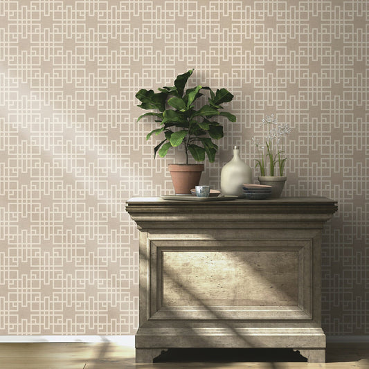 Advantage Mana Beige Trellis Wallpaper, 20.9-in by 33-ft