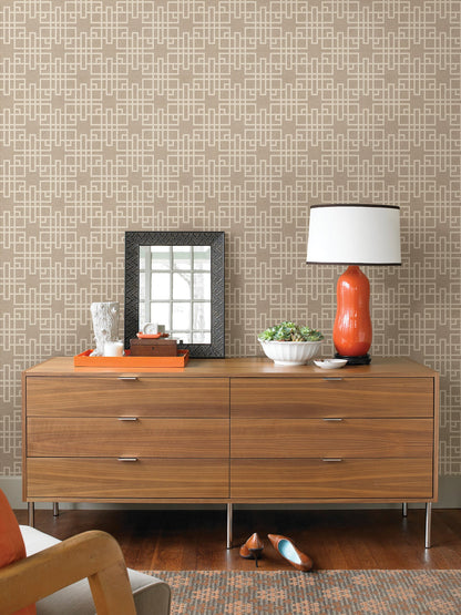 Advantage Mana Beige Trellis Wallpaper, 20.9-in by 33-ft