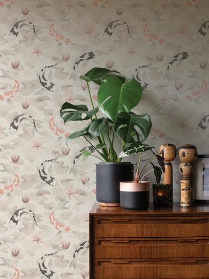 Advantage Nobu Beige Koi Fish Wallpaper, 20.9-in by 33-ft