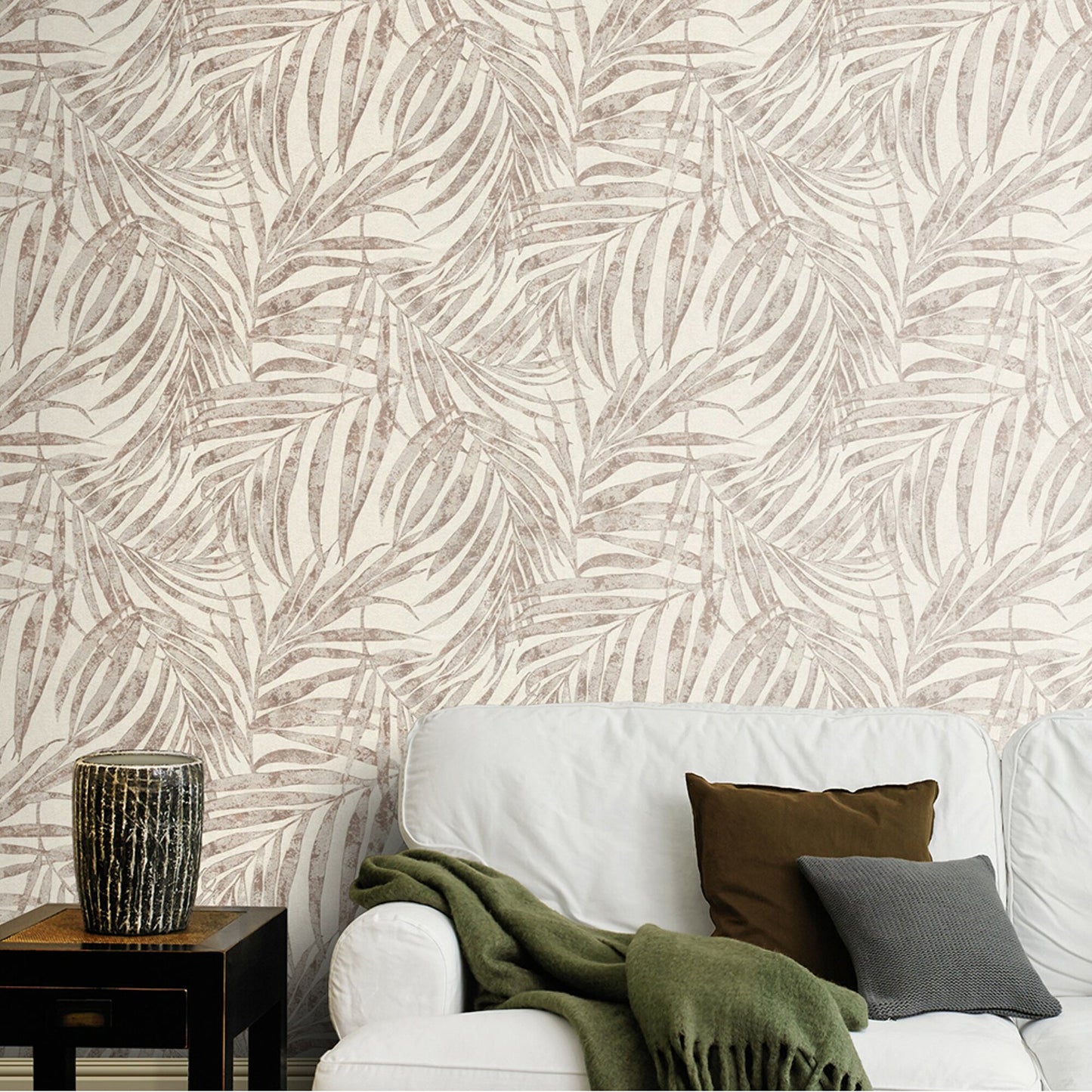 Advantage Anzu Pewter Frond Wallpaper, 20.9-in by 33-ft