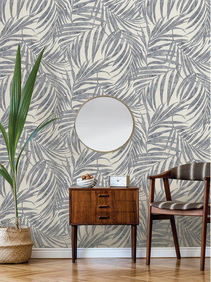 Advantage Anzu Slate Frond Wallpaper, 20.9-in by 33-ft