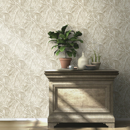 Advantage Yumi Gold Palm Leaf Wallpaper, 20.9-in by 33-ft