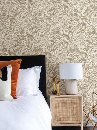 Advantage Yumi Gold Palm Leaf Wallpaper, 20.9-in by 33-ft