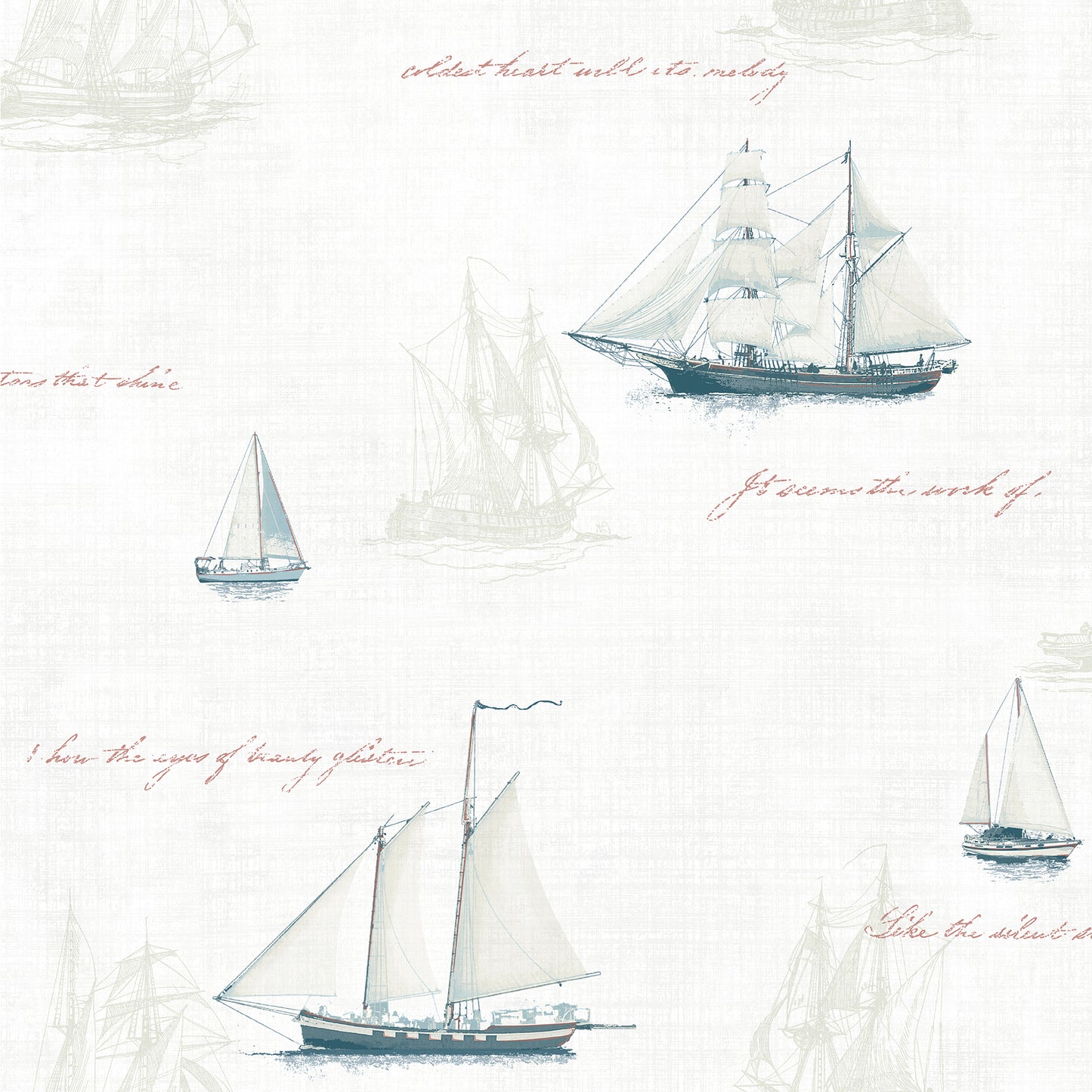 Advantage Andrew White Sailboat Wallpaper, 20.5-in by 33-ft