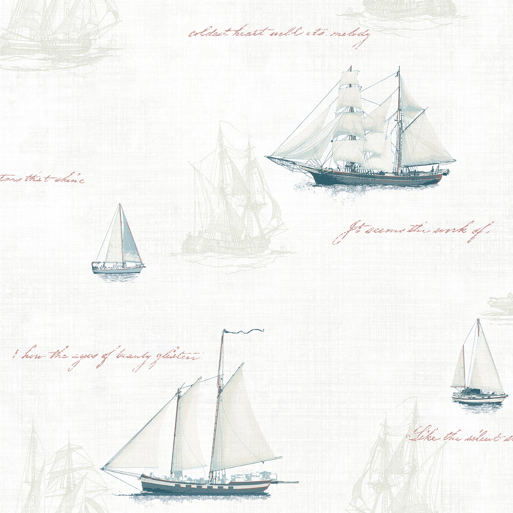 Advantage Andrew White Sailboat Wallpaper, 20.5-in by 33-ft