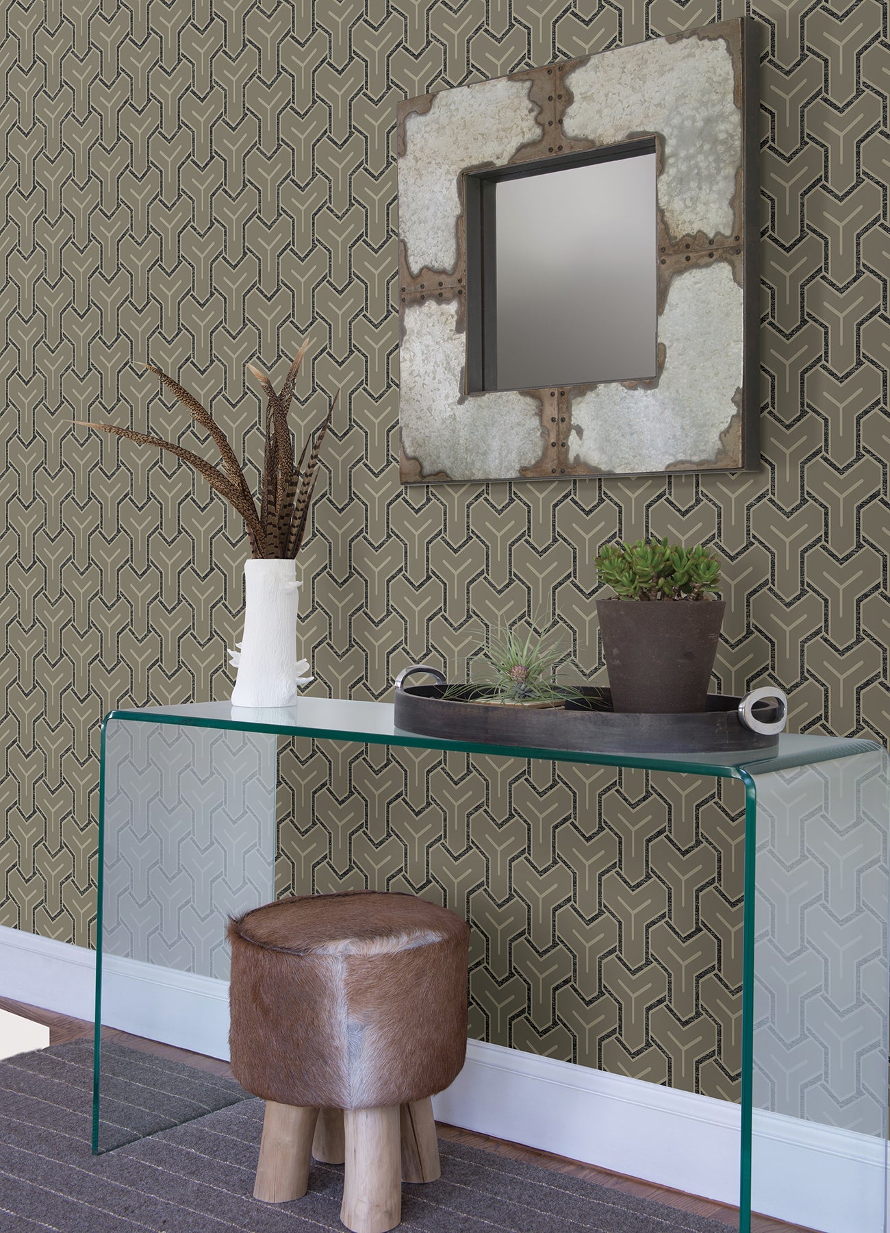 Advantage Gautier Silver Tessellate Wallpaper, 20.9-in by 33-ft