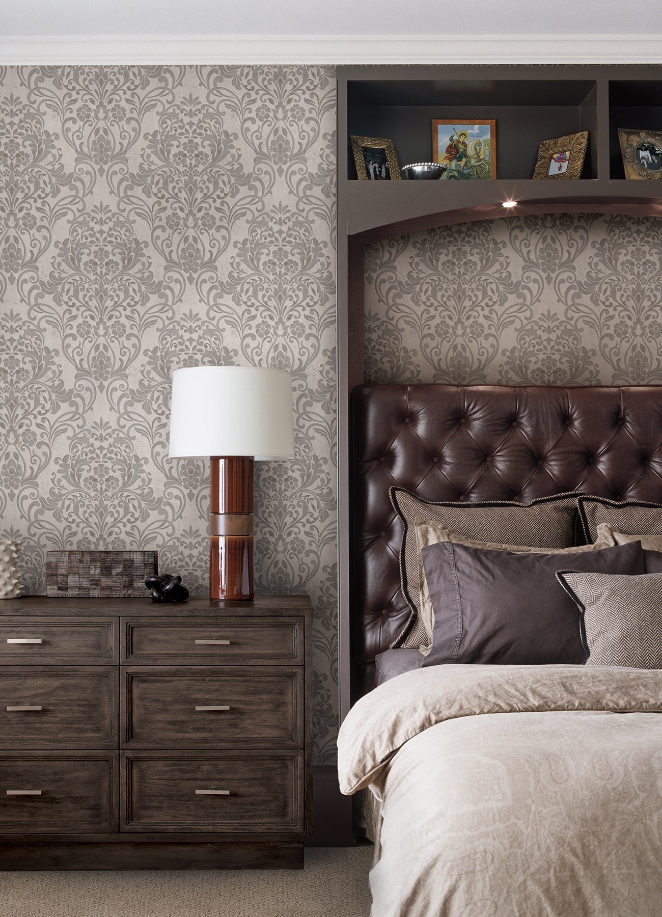 Advantage Anders Gold Damask Wallpaper, 20.9-in by 33-ft