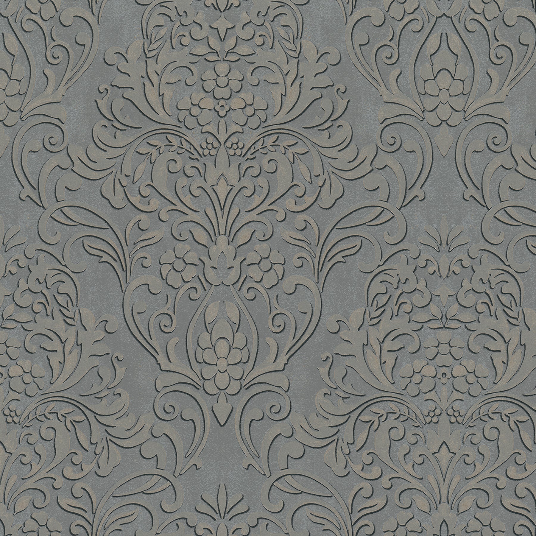 Advantage Anders Pewter Damask Wallpaper, 20.9-in by 33-ft