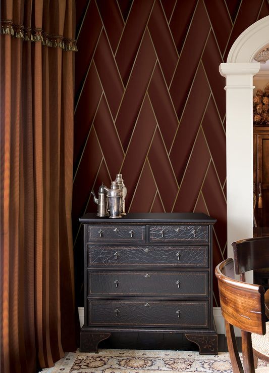 Advantage Manfred Ruby Modern Herringbone Wallpaper, 20.9-in by 33-ft