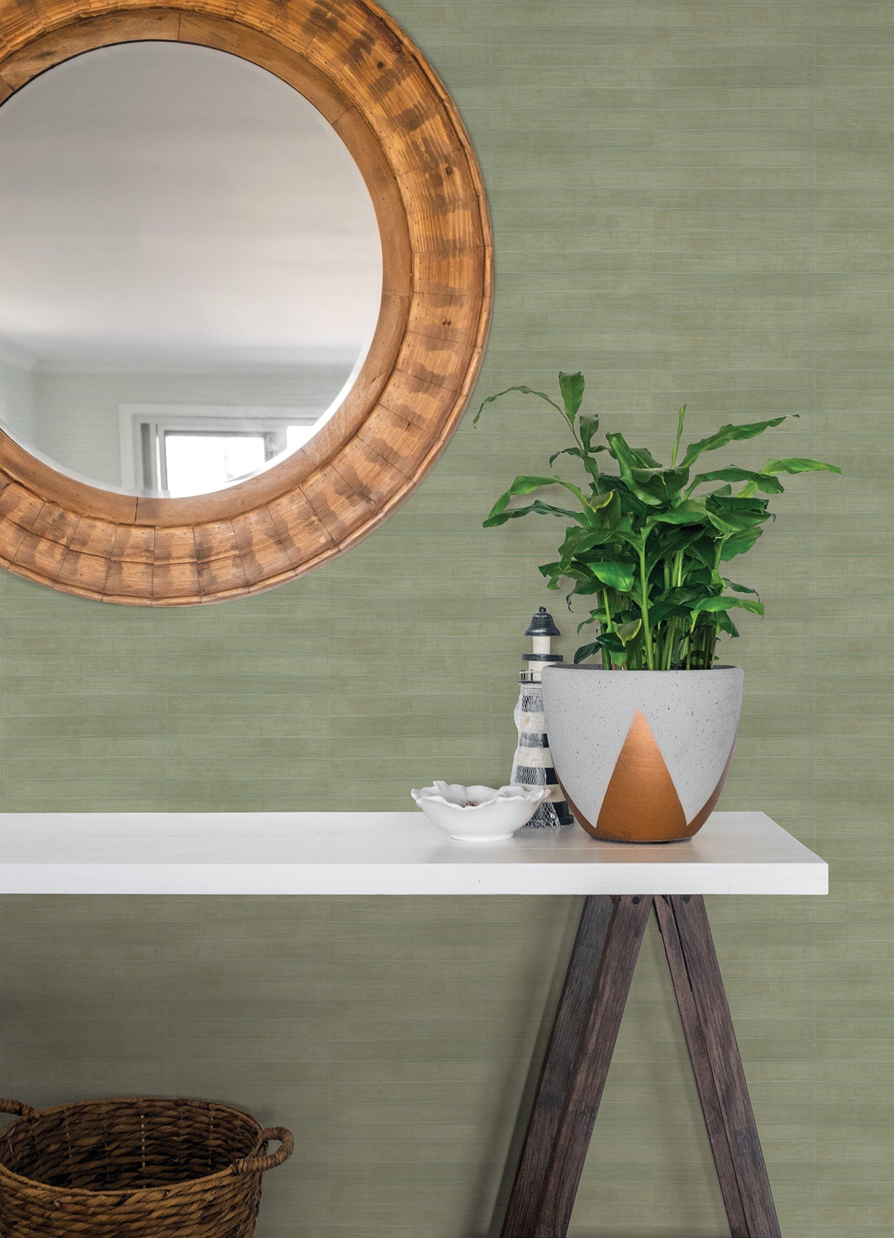 Advantage Dermot Light Green Horizontal Stripe Wallpaper, 20.9-in by 33-ft