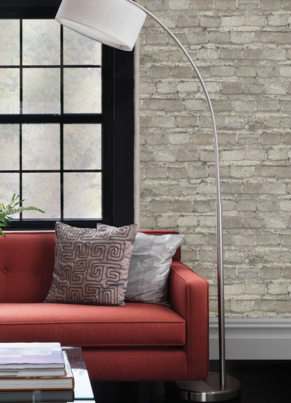 Advantage Lennox Off White Brick Wallpaper, 20.9-in by 33-ft