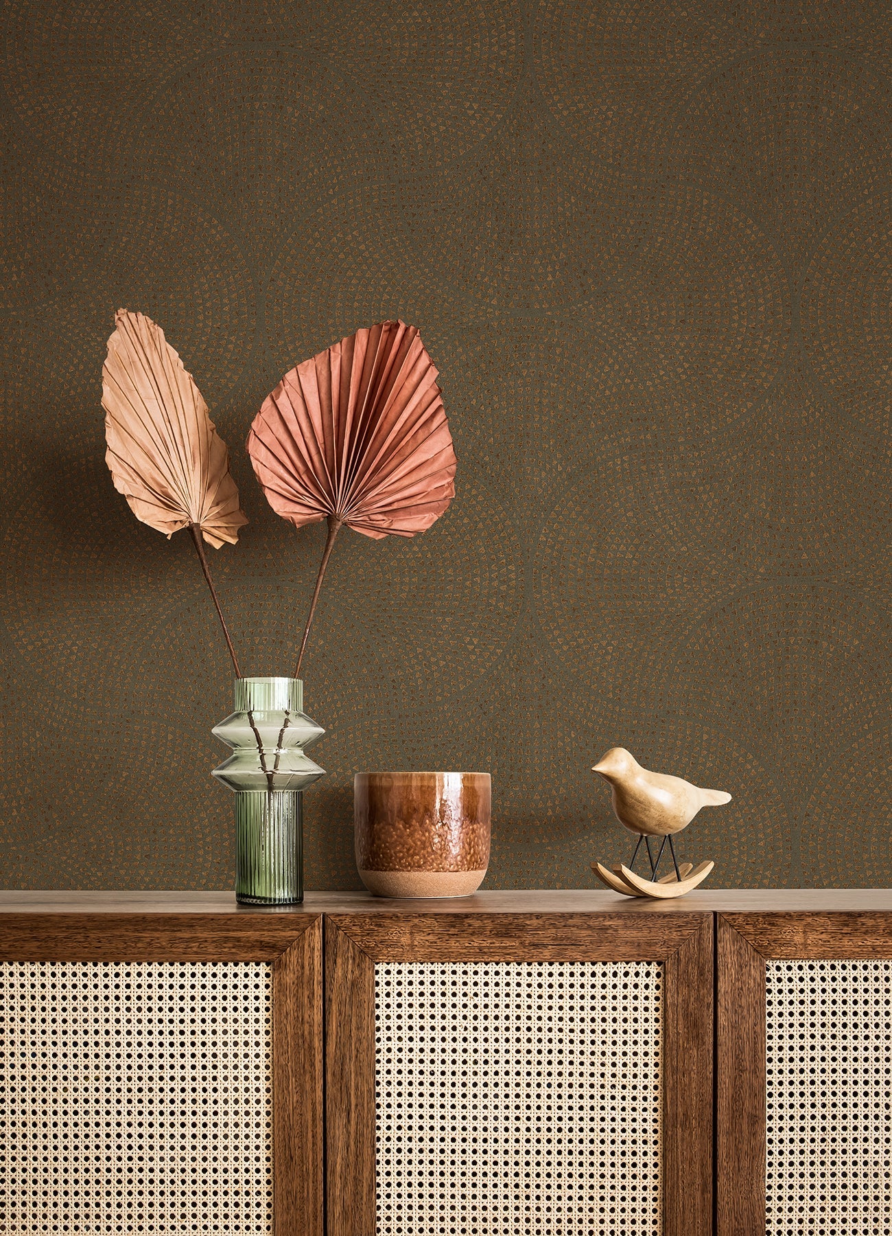 Advantage Bel Air Copper Fan Wallpaper, 20.9-in by 33-ft