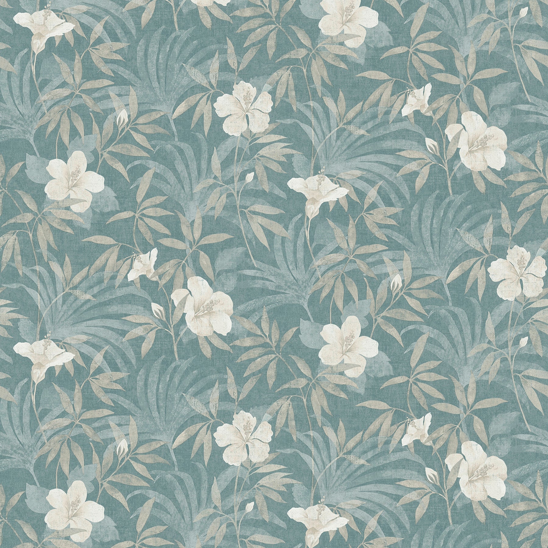 Advantage Malecon Aqua Floral Wallpaper, 20.9-in by 33-ft