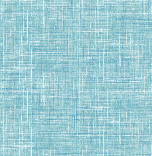 A-Street Prints Emerson Aqua Linen Wallpaper, 20.5-in by 33-ft