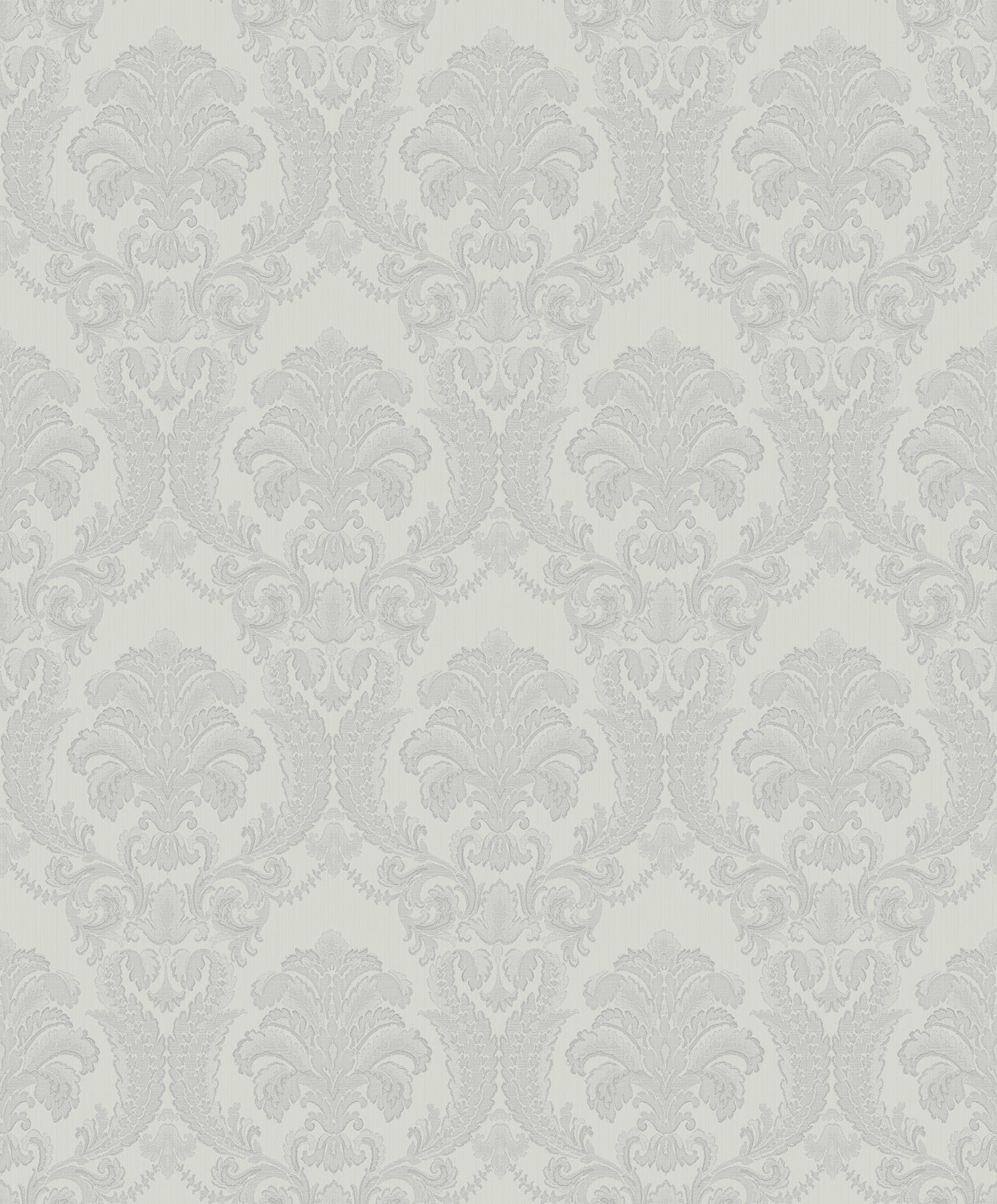 Sirpi Renatta Silver Damask Wallpaper, 20.9-in by 33-ft