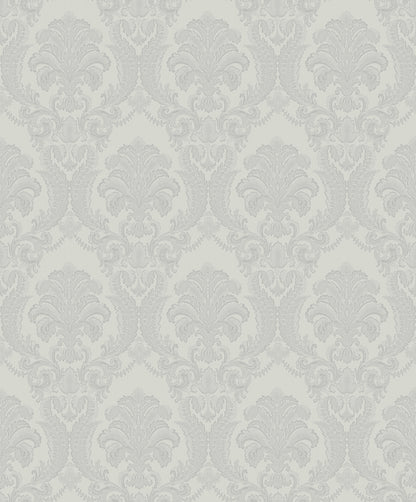 Sirpi Renatta Silver Damask Wallpaper, 20.9-in by 33-ft