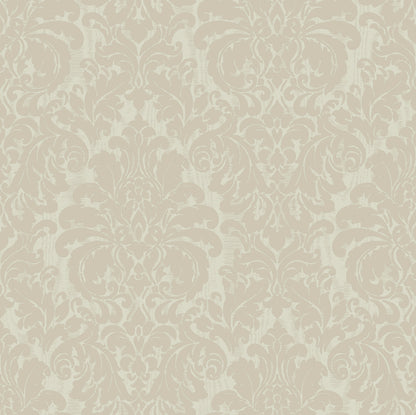 Sirpi Betina Cream Damask Wallpaper, 20.9-in by 33-ft