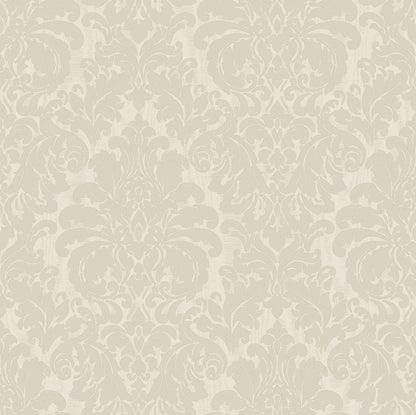 Sirpi Betina White Damask Wallpaper, 20.9-in by 33-ft