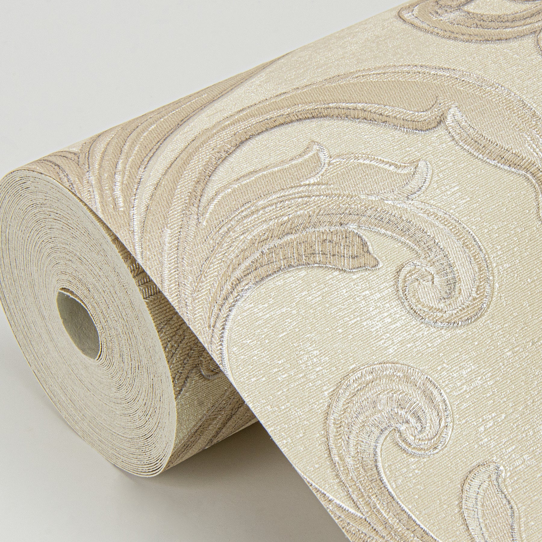 Sirpi Noemi Taupe Acanthus Wallpaper, 20.5-in by 33-ft