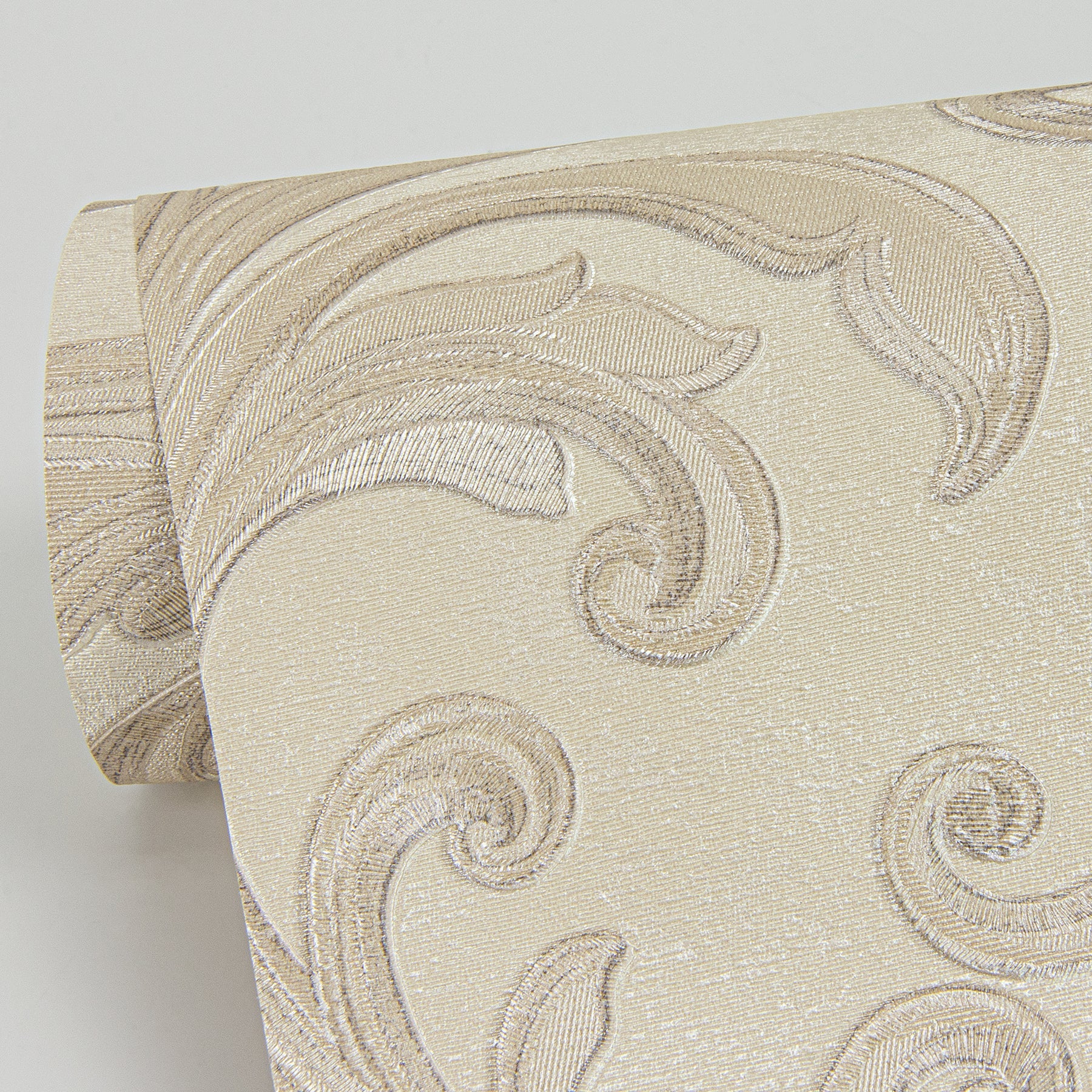 Sirpi Noemi Taupe Acanthus Wallpaper, 20.5-in by 33-ft