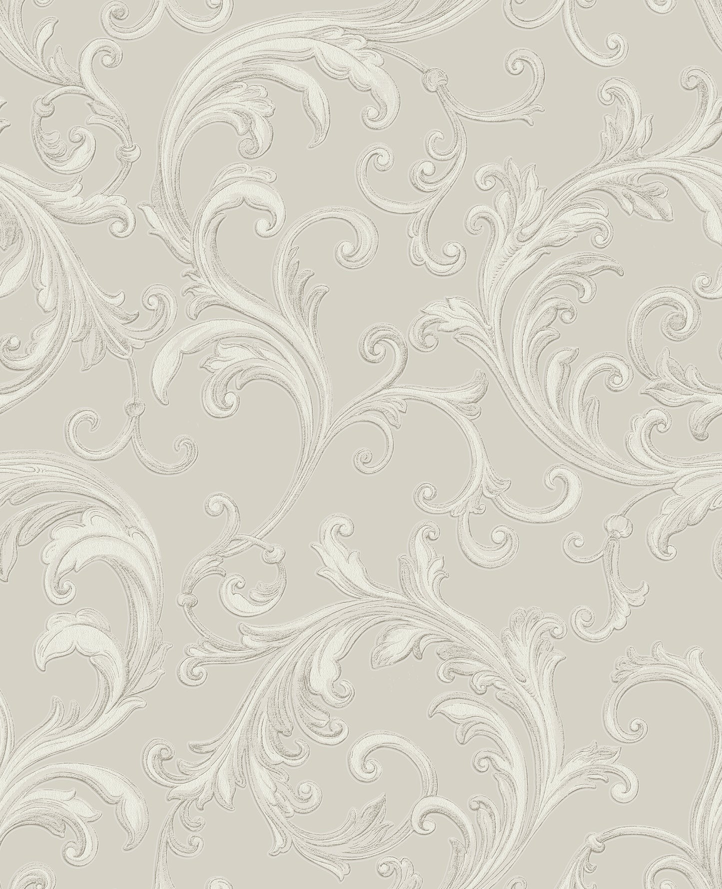 Sirpi Noemi Silver Acanthus Wallpaper, 20.5-in by 33-ft